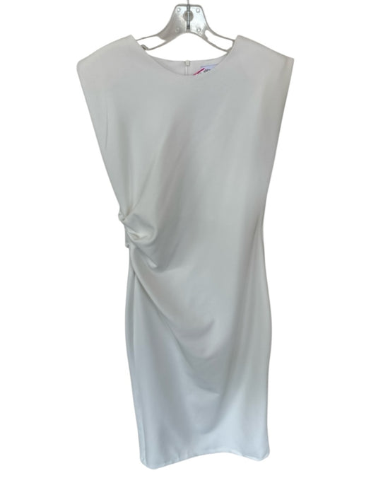 Zara Size L White Polyester Cap Sleeve Gathered Side Maxi Dress White / L