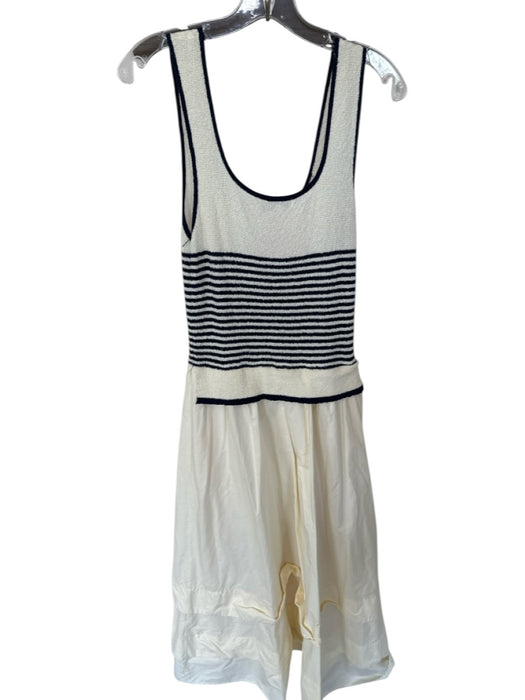 Moon River Size M Cream & Navy Cotton Blend Knit Top Striped Maxi Dress Cream & Navy / M