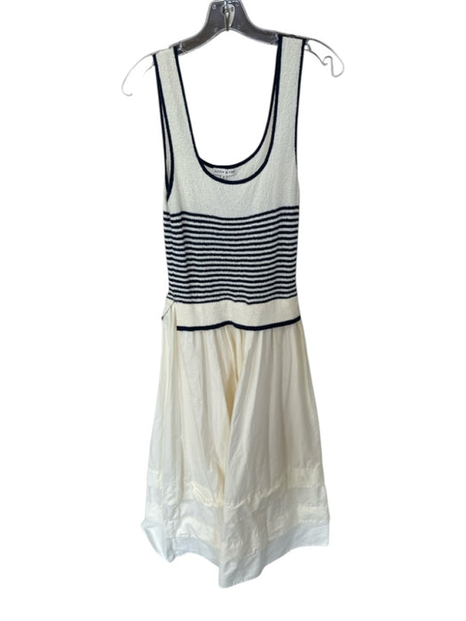 Moon River Size M Cream & Navy Cotton Blend Knit Top Striped Maxi Dress Cream & Navy / M