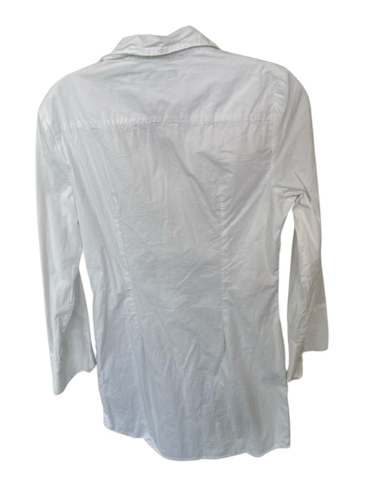French Connection Size 10 White Cotton Long Sleeve Button Down Collar Dress White / 10