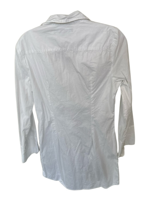 French Connection Size 10 White Cotton Long Sleeve Button Down Collar Dress White / 10