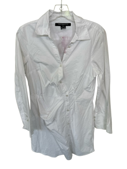French Connection Size 10 White Cotton Long Sleeve Button Down Collar Dress White / 10