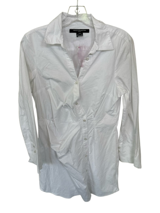 French Connection Size 10 White Cotton Long Sleeve Button Down Collar Dress White / 10