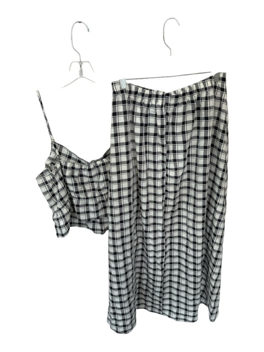 Sunday Ritual Size L White & Black Cotton Spaghetti Strap Checkered Skirt Set White & Black / L