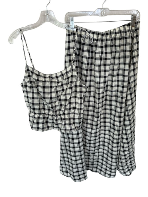 Sunday Ritual Size L White & Black Cotton Spaghetti Strap Checkered Skirt Set White & Black / L
