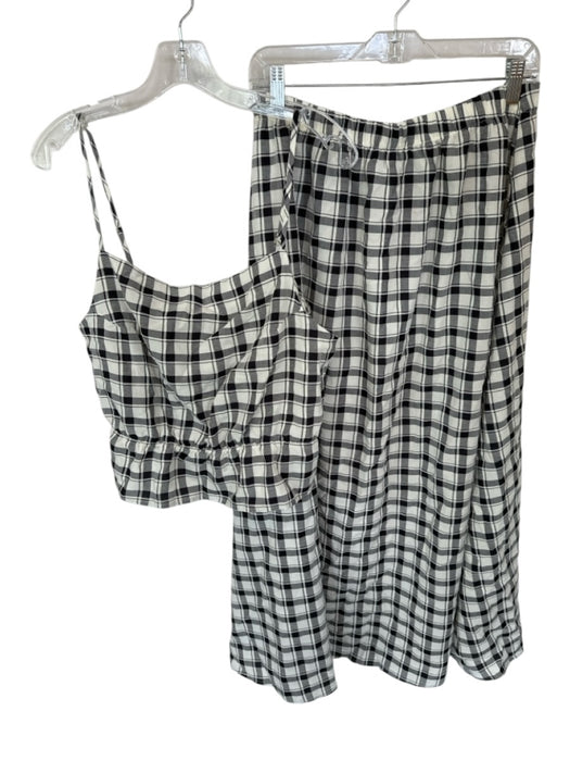 Sunday Ritual Size L White & Black Cotton Spaghetti Strap Checkered Skirt Set White & Black / L