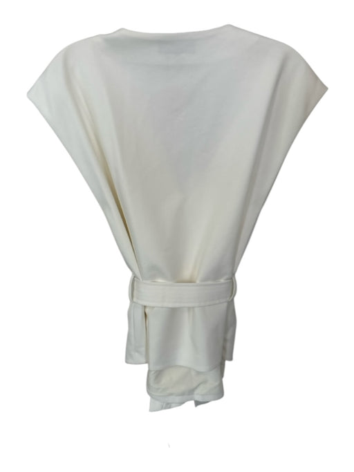 Donna Karan Size 8 Off White Cotton Blend Cap Sleeve 1 Button Sash Belt Top Off White / 8