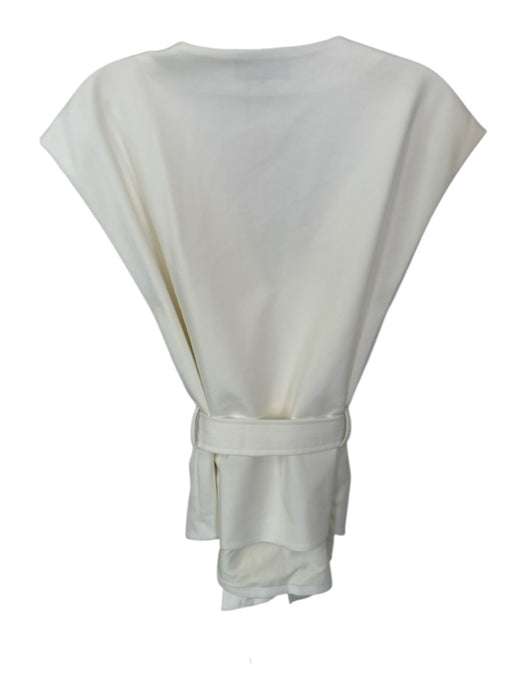 Donna Karan Size 8 Off White Cotton Blend Cap Sleeve 1 Button Sash Belt Top Off White / 8