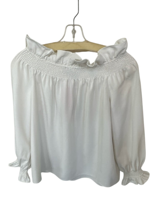 Tuckernuck Size S White Polyester Off Shoulder Long Balloon Sleeve Ruffles Top White / S