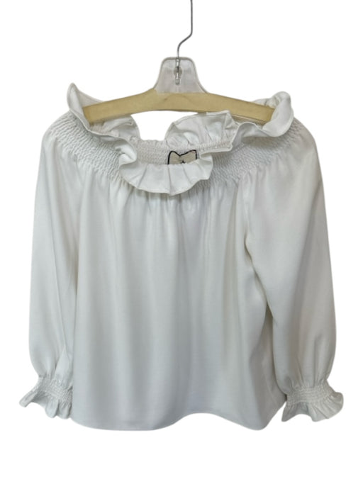 Tuckernuck Size S White Polyester Off Shoulder Long Balloon Sleeve Ruffles Top White / S