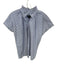 Pomander Place Size S White & Blue Cotton Cap Sleeve Striped Ruffle collar Top White & Blue / S