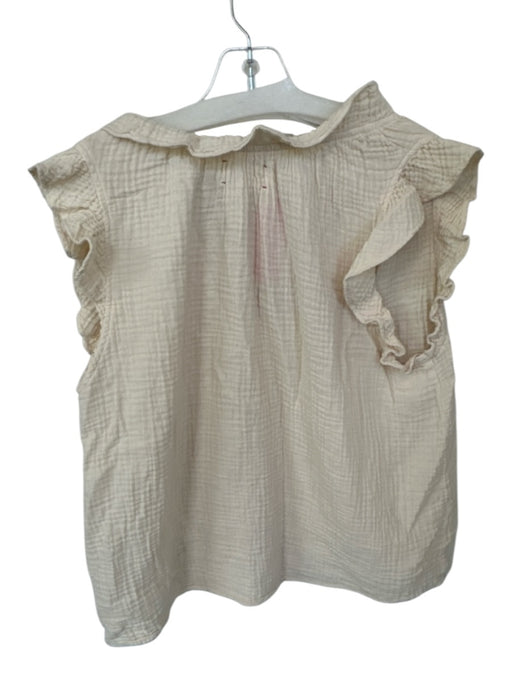 XiRENA Size L Tan Cotton Cap Sleeve Gauze V Neck Top Tan / L