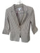 Renuar Size S Taupe & White Cotton Blend Shoulder Pads Striped One Button Jacket Taupe & White / S