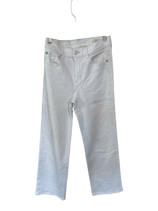 AYR Size 28 White Cotton High Waist Straight Leg Jeans White / 28