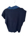 Maeve Size L Navy Viscose Blend Cap Sleeve Denim Detail Ribbed Buttons Top Navy / L