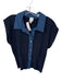 Maeve Size L Navy Viscose Blend Cap Sleeve Denim Detail Ribbed Buttons Top Navy / L
