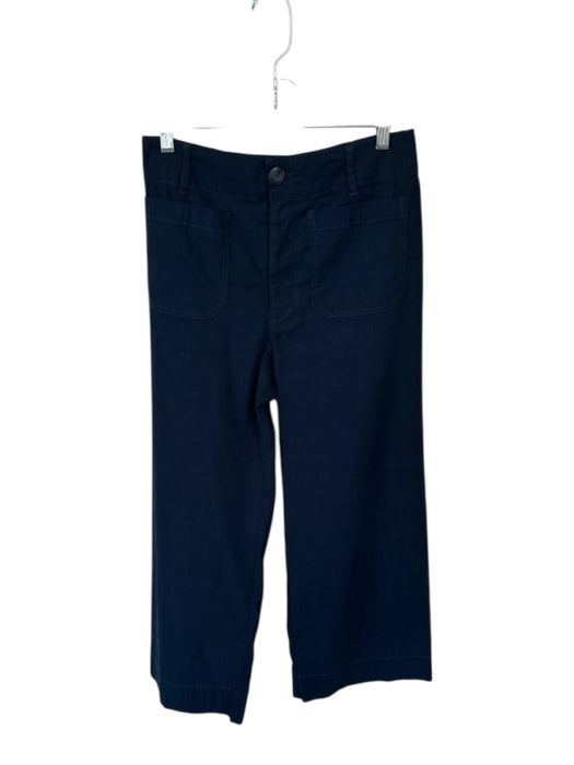 Maeve Size 28 Navy Linen & Viscose High Waist Wide Leg Pants Navy / 28