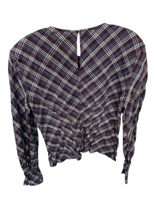 Veronica Beard Size 6 Purple & White Cotton Blend Shoulder Pads Plaid Top Purple & White / 6