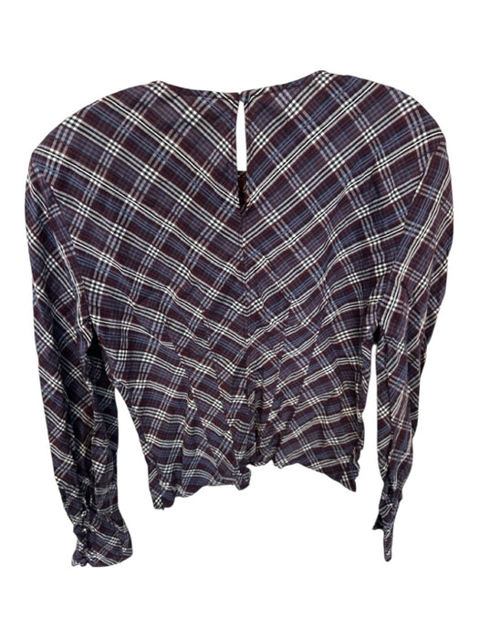 Veronica Beard Size 6 Purple & White Cotton Blend Shoulder Pads Plaid Top Purple & White / 6