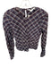 Veronica Beard Size 6 Purple & White Cotton Blend Shoulder Pads Plaid Top Purple & White / 6