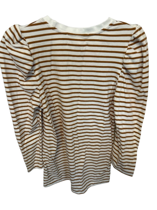 Pomander Place Size S Cream & Brown Cotton Shoulder Detail Striped Top Cream & Brown / S
