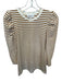 Pomander Place Size S Cream & Brown Cotton Shoulder Detail Striped Top Cream & Brown / S