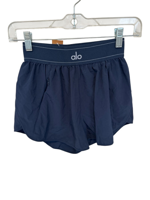 Alo Size XXS Navy & white Polyester Blend Waist Band High Waist Athletic Shorts Navy & white / XXS