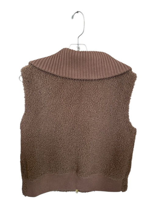 Varley Size S Brown Polyester Faux Shearling Full ZIp Athletic Vest Brown / S