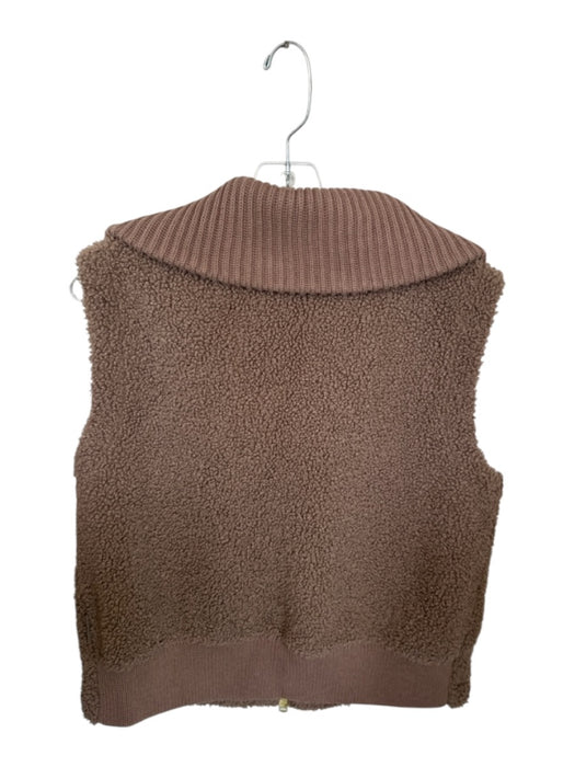 Varley Size S Brown Polyester Faux Shearling Full ZIp Athletic Vest Brown / S