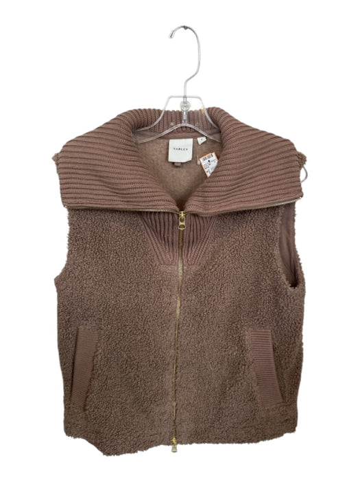 Varley Size S Brown Polyester Faux Shearling Full ZIp Athletic Vest Brown / S