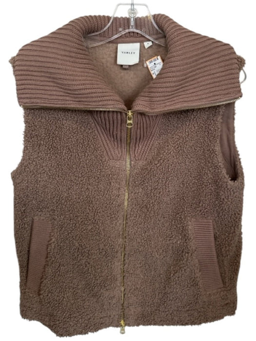 Varley Size S Brown Polyester Faux Shearling Full ZIp Athletic Vest Brown / S