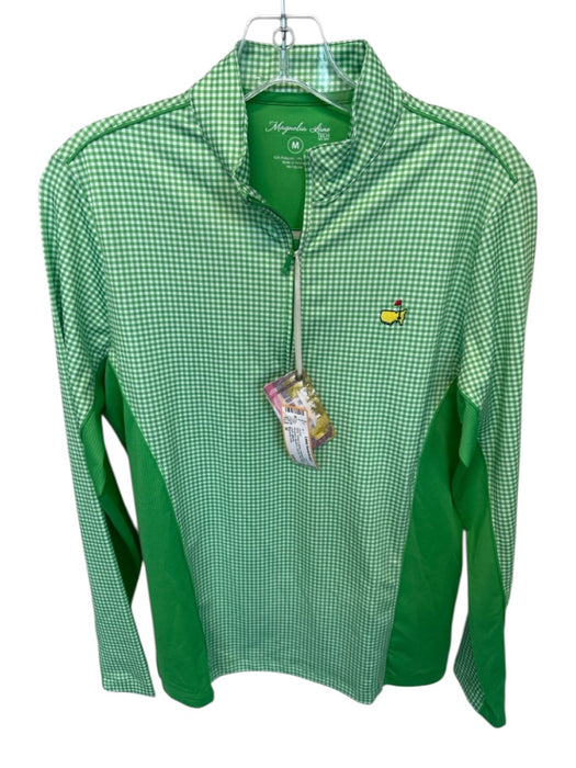 Magnolia Lane Size M Green & White Polyester Blend Gingham Master's Golf Jacket Green & White / M