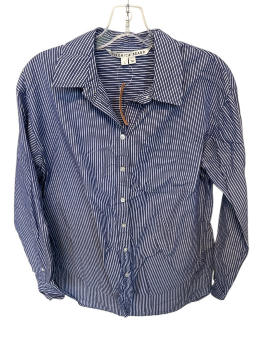 Veronica Beard Size S Blue & White Cotton Long Sleeve Button Down Top Blue & White / S