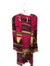 Free People Size XS Magenta & Yellow Print Cotton Hood Long Sleeve Sweater Magenta & Yellow Print / XS