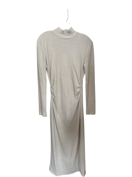 Zara Size L Oatmeal Acrylic Mock Neck Long Sleeve Ribbed Sweater Dress Dress Oatmeal / L