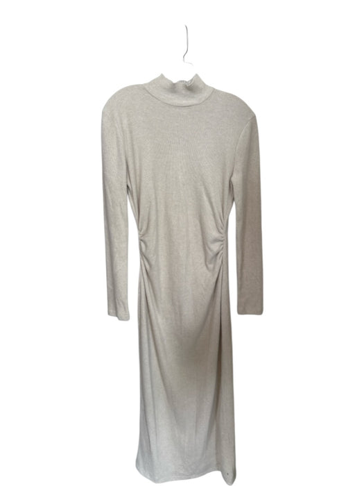Zara Size L Oatmeal Acrylic Mock Neck Long Sleeve Ribbed Sweater Dress Dress Oatmeal / L