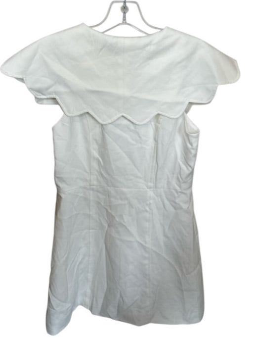 TCEC Size S White & Brass Polyester Sleeveless Bib Scalloped Buttons Dress White & Brass / S