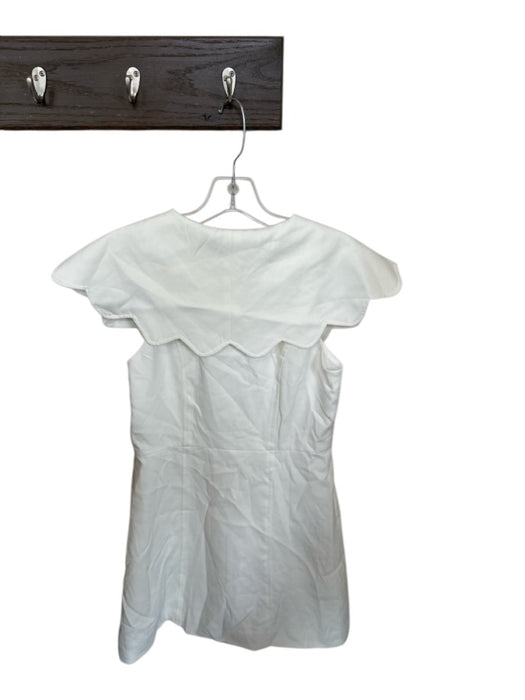 TCEC Size S White & Brass Polyester Sleeveless Bib Scalloped Buttons Dress White & Brass / S