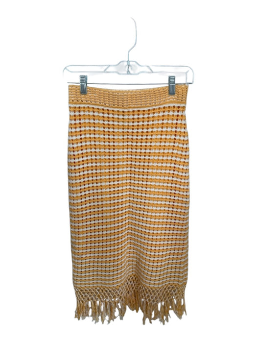 Derek Lam 10 Crosby Size S Yellow & White Macrame Elastic Waist Fringe Skirt Yellow & White / S