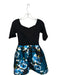 Betsy & Adam Size 10 Black & Teal Viscose Blend 3/4 Sleeve Floral Dress Black & Teal / 10