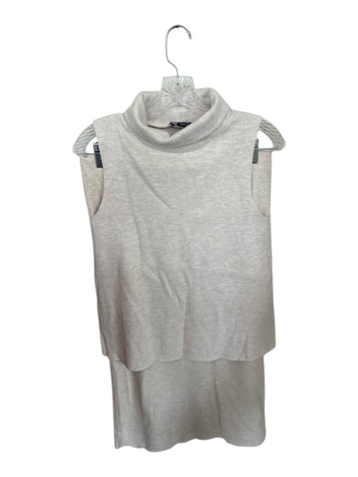 Zara Size M/L Oatmeal Acrylic Sleeveless Turtleneck Midi Skirt Set Oatmeal / M/L