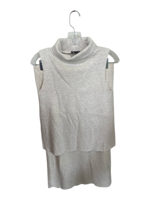Zara Size M/L Oatmeal Acrylic Sleeveless Turtleneck Midi Skirt Set Oatmeal / M/L
