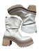 Free People Shoe Size 7.5 Ivory & Brown Leather Scrunch Detail Platform Booties Ivory & Brown / 7.5