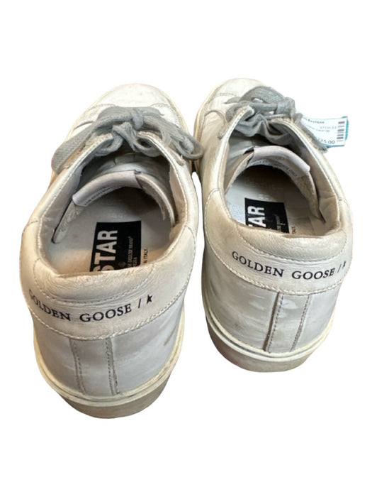 Golden Goose Shoe Size 38 White & Gold Leather Lace Up Platform Sneakers White & Gold / 38