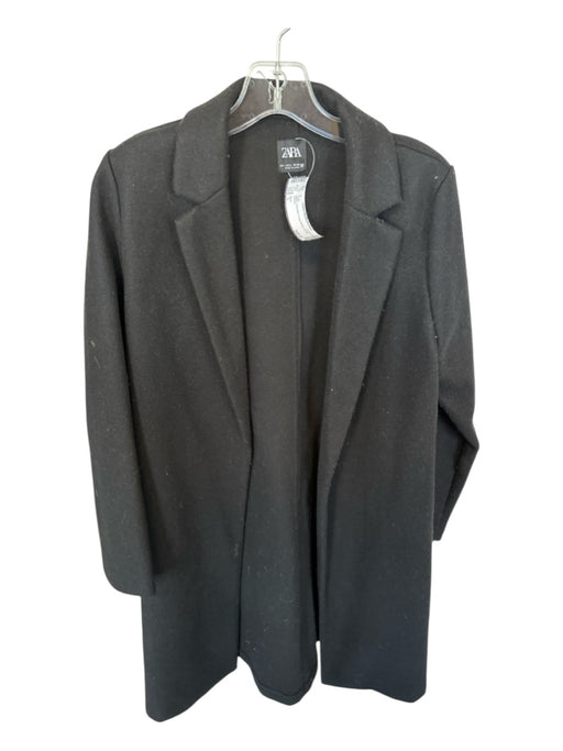 Zara Size L Black Polyester Long Sleeve Duster Coat Black / L