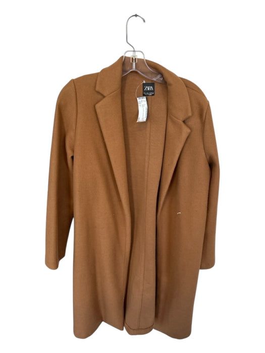 Zara Size L Camel Polyester Long Sleeve Duster Coat Camel / L