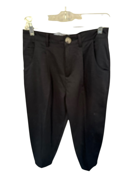 Zara Size 4 Black Cotton High Waist Front Pleat Barrel Pants Black / 4