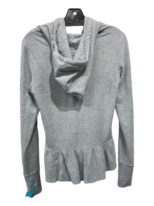 Aiko Size S Gray Modal Blend Hood Front Zip Ruffle Hem Long Sleeve Jacket Gray / S