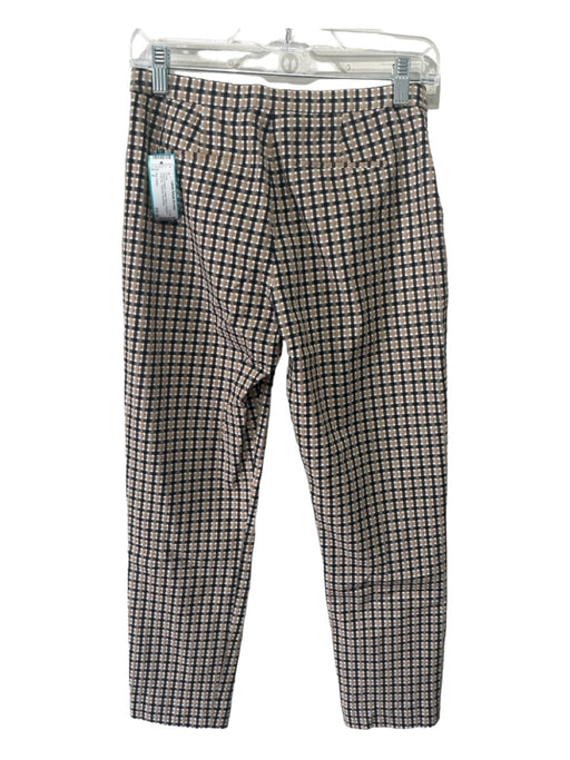 Elie Tahari Size 2 Beige & Black Cotton Blend Gingham Side Zip Tapered Pants Beige & Black / 2