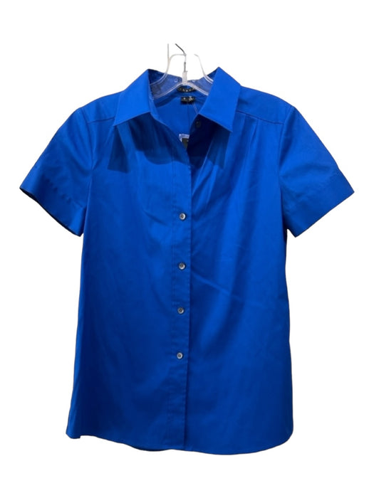 Theory Size S Blue Cotton Collared Button Up Short Sleeve Top Blue / S